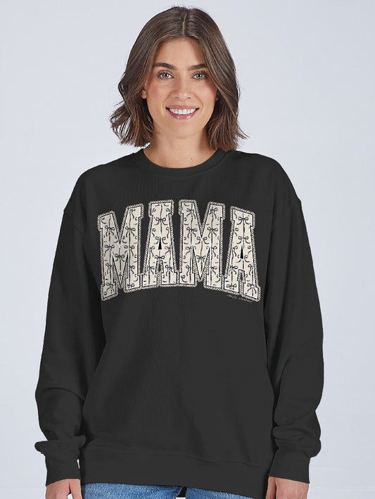 Heather Black Mama Ribbon Crewneck Sweatshirt