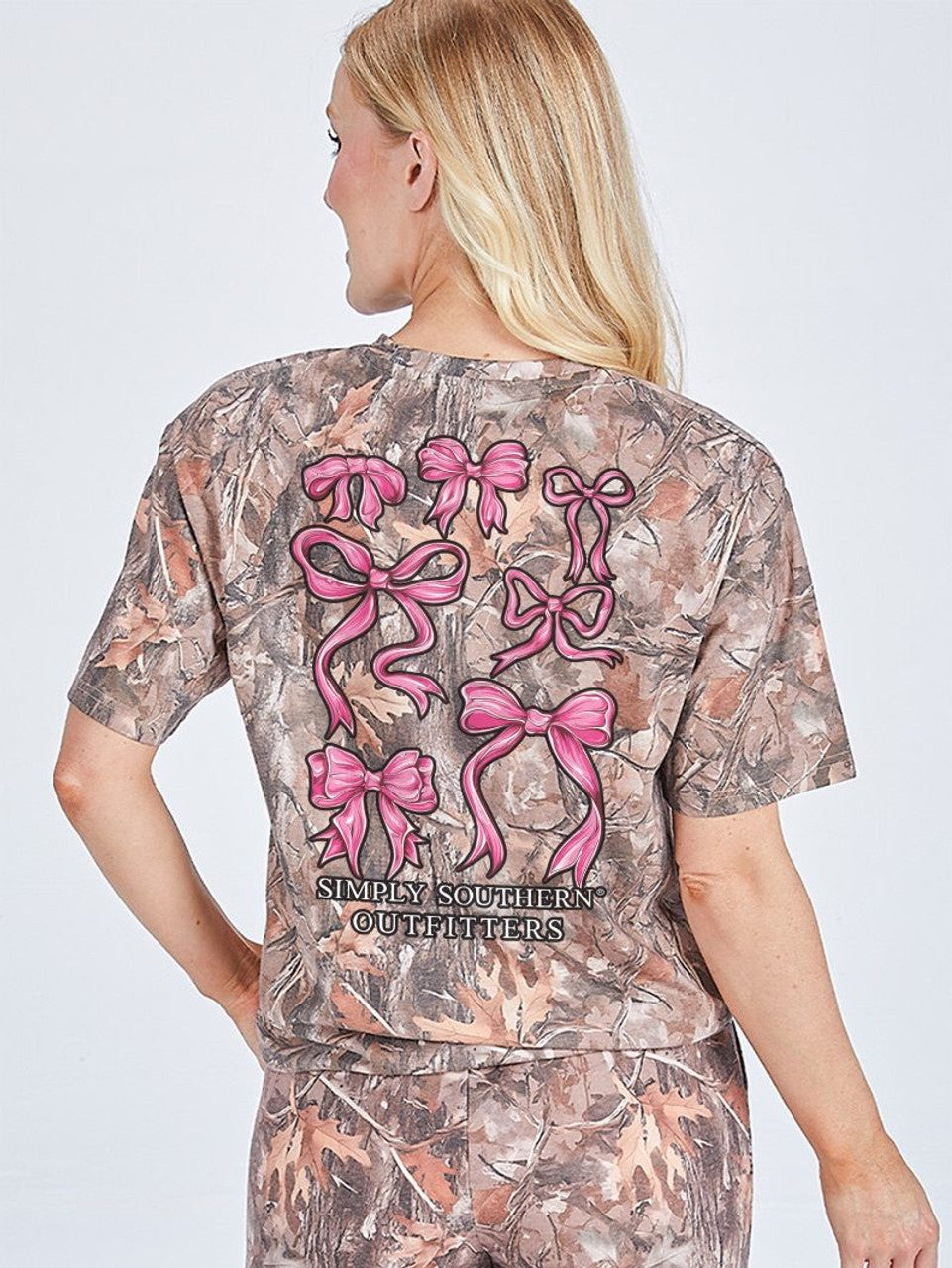 Camo and Pink Bows Simply Southern Tee
