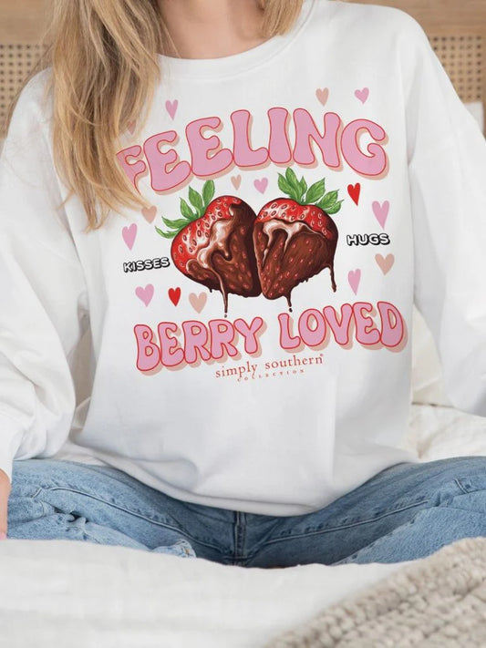 Feeling Berry Loved ~ Oversized Simply Southern Crewneck