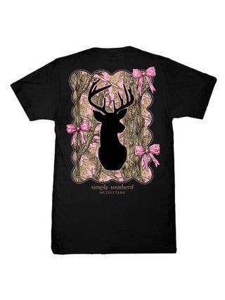 Pink Camo Deer ~ Black Simply Southern Tee