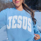 JESUS ~ Puff Print Baby Blue Crewneck