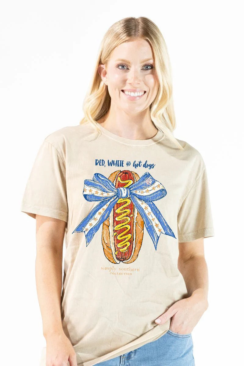 Red White & Hot Dogs ~ Simply Southern Tee