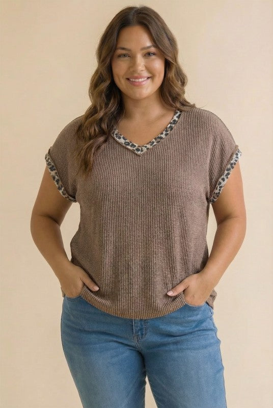 Emery ~ Leopard Print Ribbed Knit Top