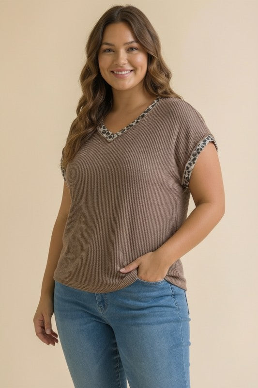 Emery ~ Leopard Print Ribbed Knit Top