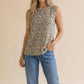 Kasey ~ French Terry Leopard Sleeveless Top