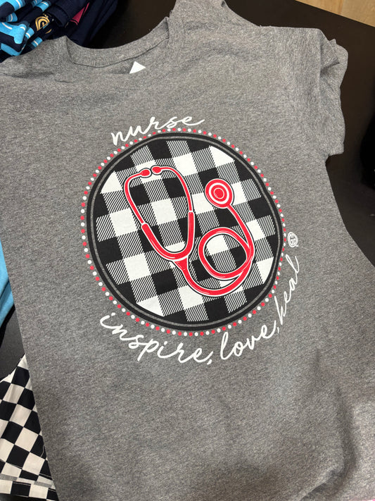 Checkered Nurse - Girlie Girl Tee