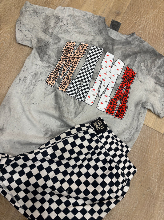 Acid Wash Checkered Cherry Mama Graphic Tee