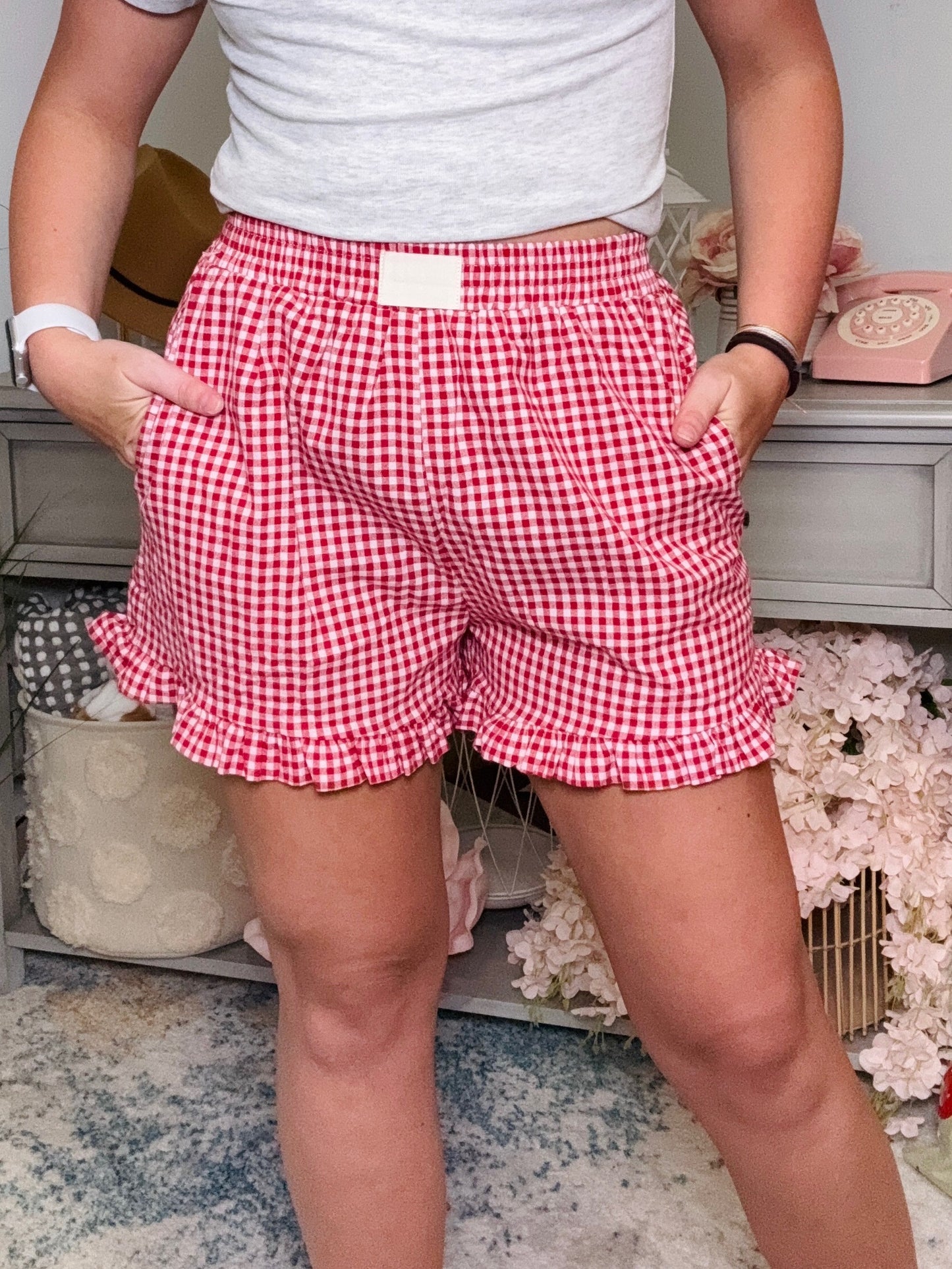 Hello Darling ~ Ruffle Gingham Shorts - Regular and Curvy Sizes