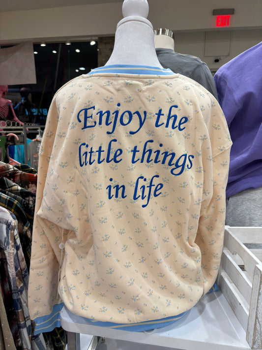 Enjoy The Little Things ~ Embroidered Varsity Crewneck