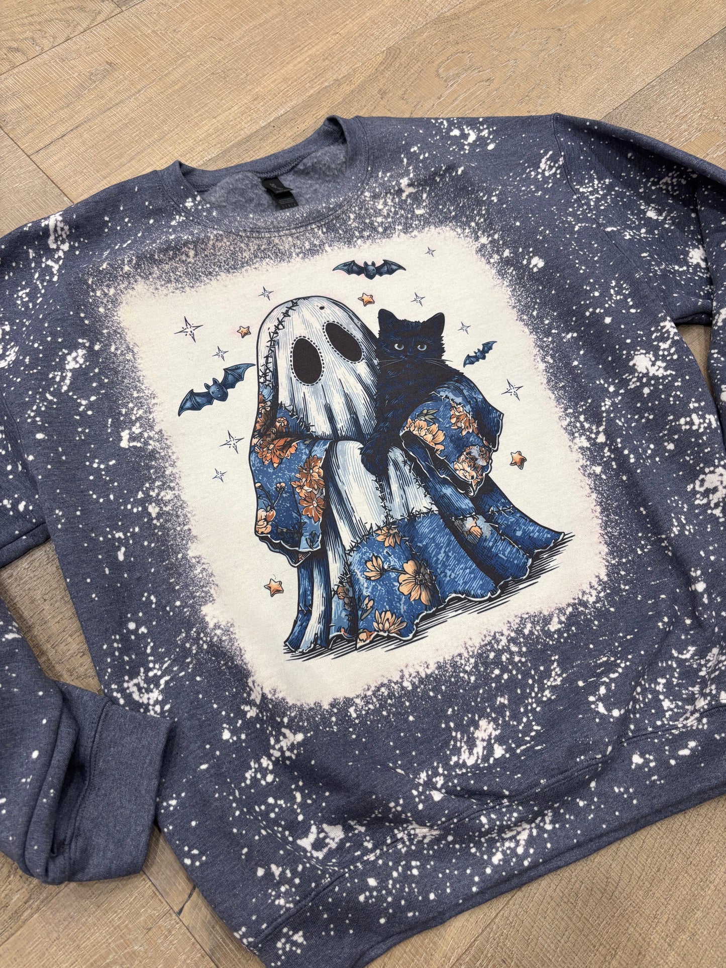 Patchwork Ghost ~ Bleached Crewneck Sweatshirt