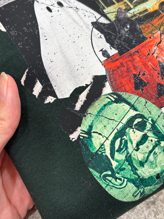 Queen of October Collage ~ Dark Green Crewneck Sweatshirt