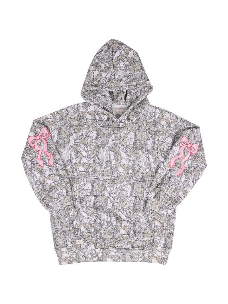 Camo Print Hoodie with Embroidered Bows ~ Simply Southern Brand