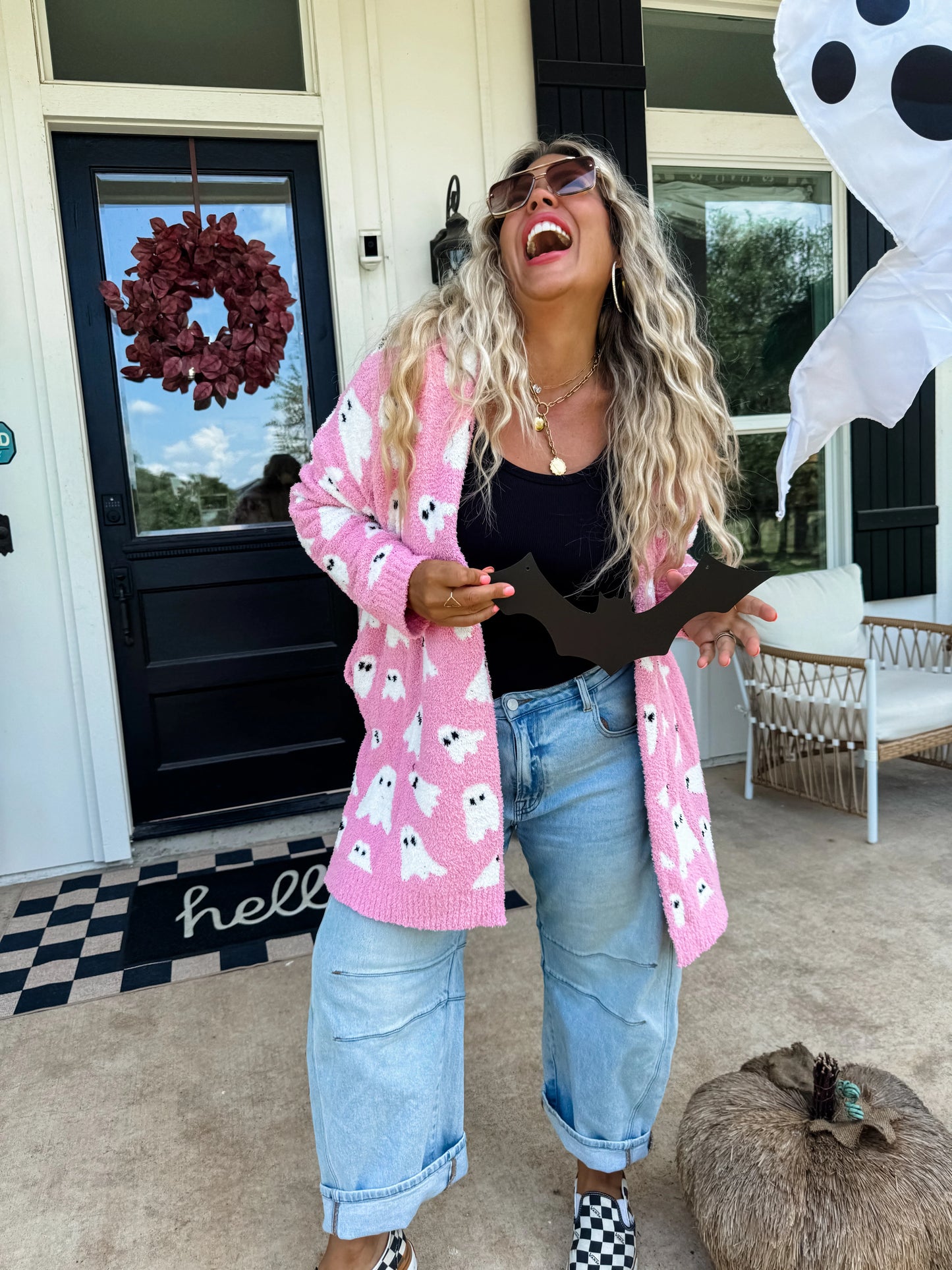 Ghost Cardigan ~ Pink and Black