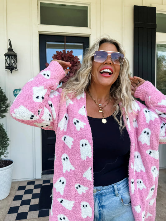 Ghost Cardigan ~ Pink and Black