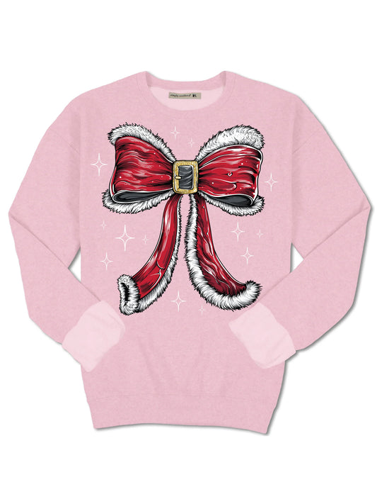 Santa Bow ~ Pink Simply Southern Sweatshirt