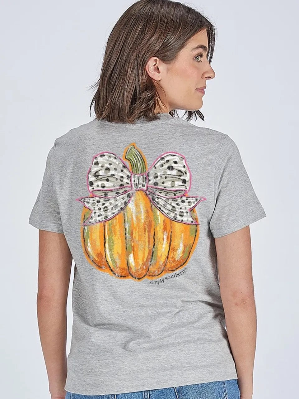Spotted Bow Pumpkin ~ Simply Southern Tee