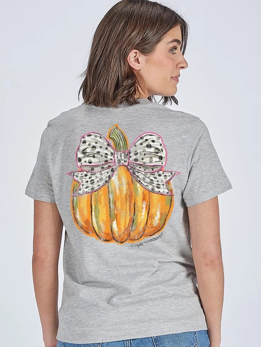 Spotted Bow Pumpkin ~ Simply Southern Tee
