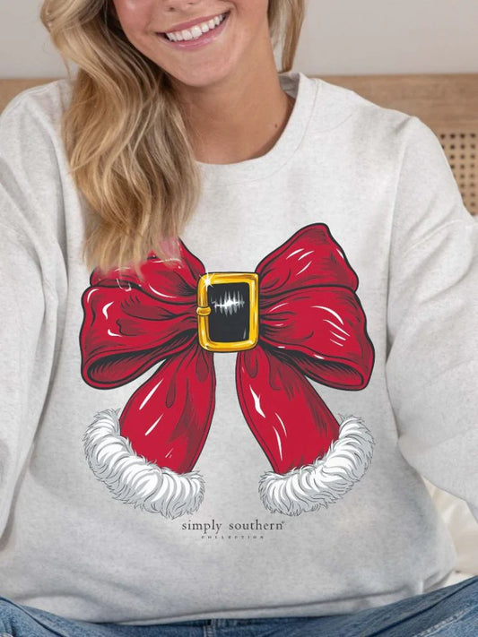 Santa Bow ~ Oversized Simply Southern Sweatshirt