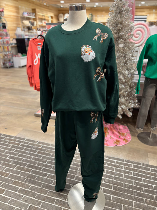 Leopard Santa Jogger Set ~ Top Only