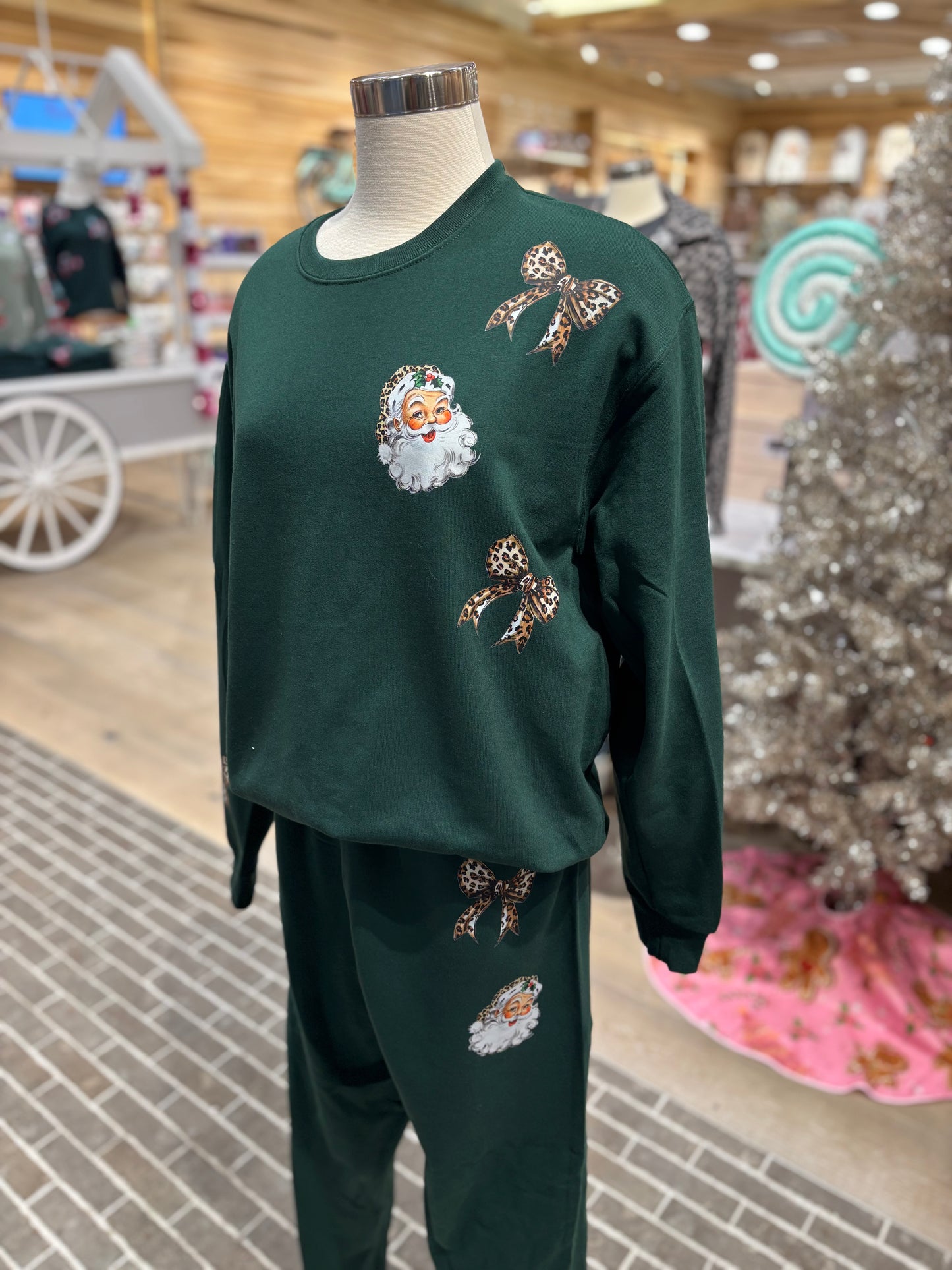 Leopard Santa Jogger Set ~ Top Only