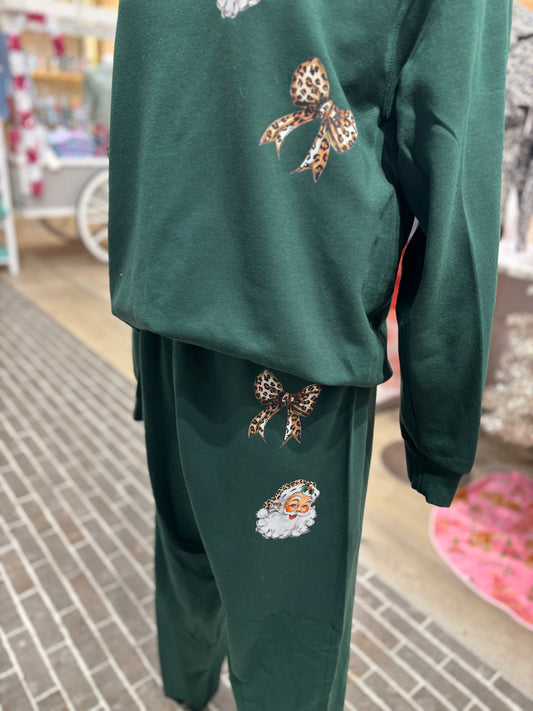 Leopard Santa Jogger Set ~ Bottoms Only
