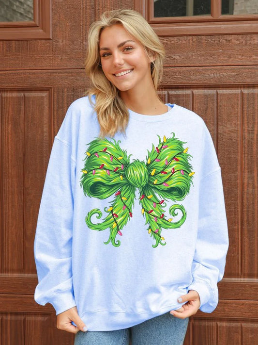 Green Christmas Bow ~ Oversized Simply Southern Sweatshirt