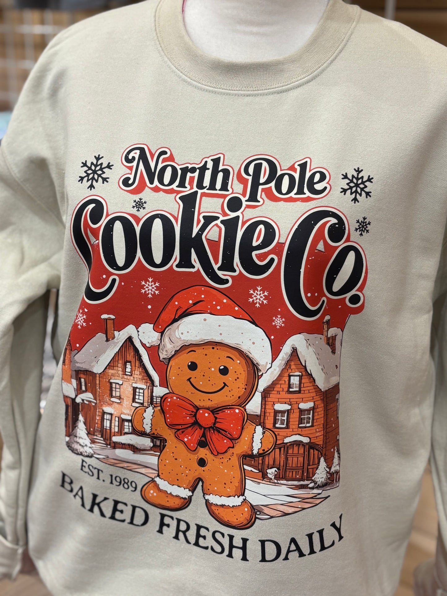 North Pole Cookie Co. Gingerbread Crewneck Sweatshirt