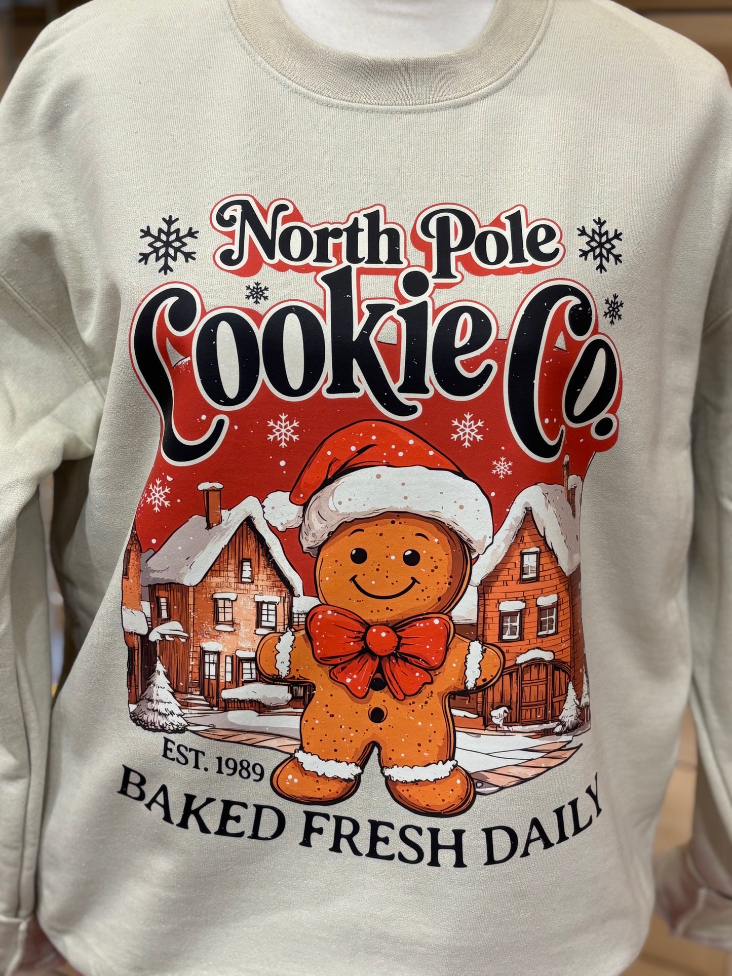 North Pole Cookie Co. Gingerbread Crewneck Sweatshirt