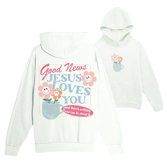 Good News Jesus Loves You ~ Pistachio Green Hoodie