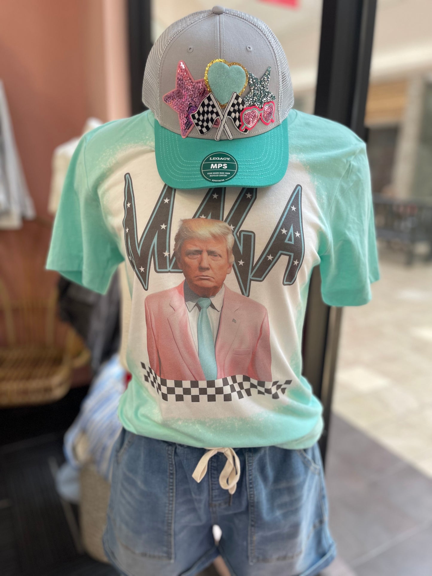 MAGA ~ Trump Mint Green Bleached Tee