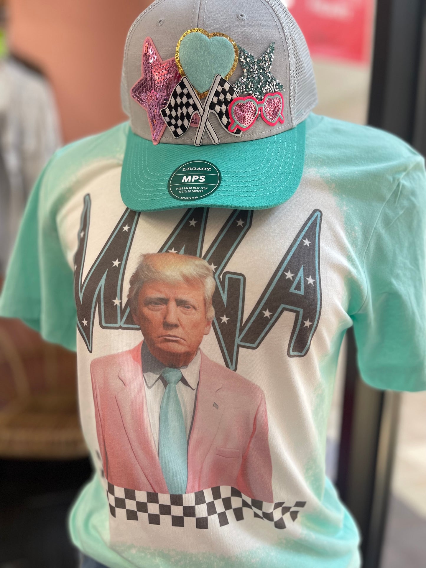 MAGA ~ Trump Mint Green Bleached Tee