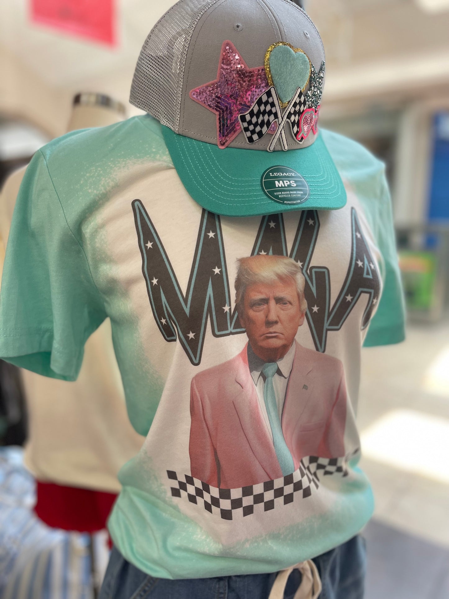 MAGA ~ Trump Mint Green Bleached Tee