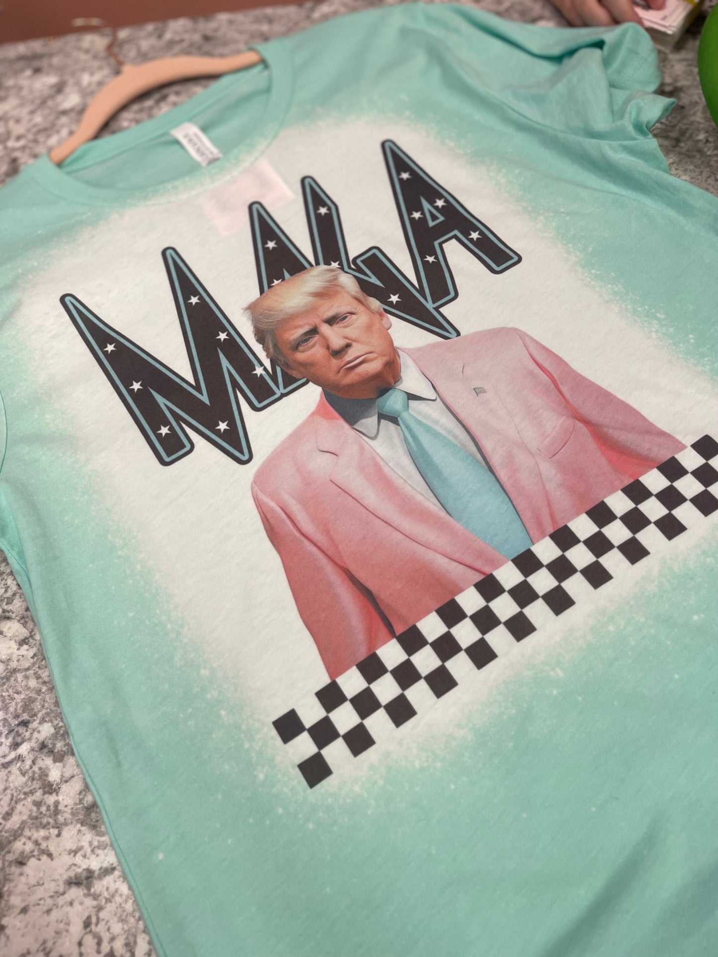 MAGA ~ Trump Mint Green Bleached Tee