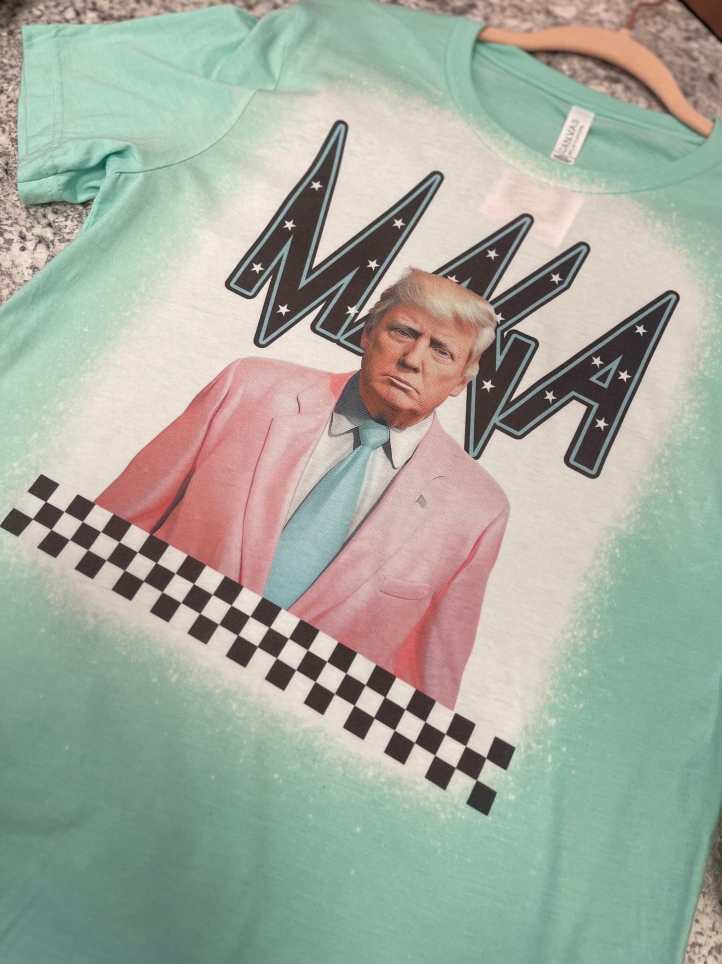 MAGA ~ Trump Mint Green Bleached Tee