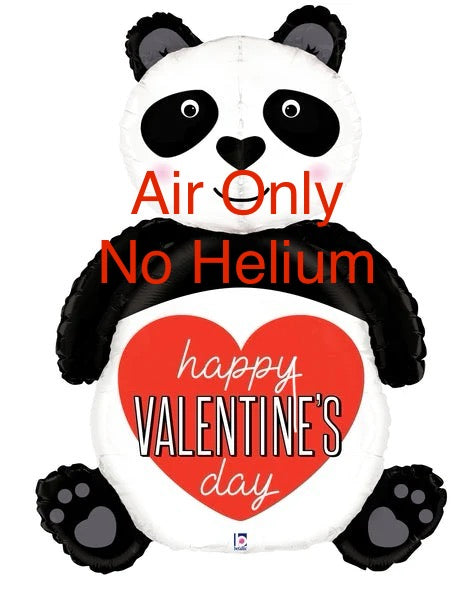 Air Only - No Helium- Jumbo - Happy Valentine's Day Panda - 48 Inch Mylar Balloon