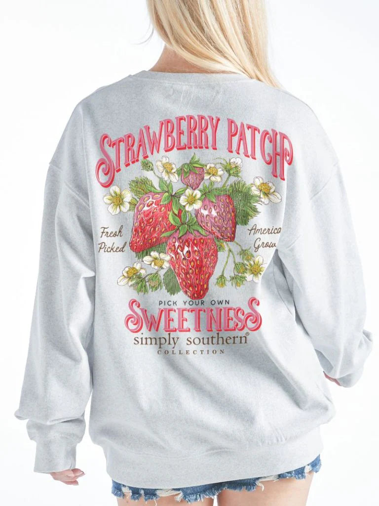 Strawberry Patch ~ Oversized Simply Southern Sweatshirt