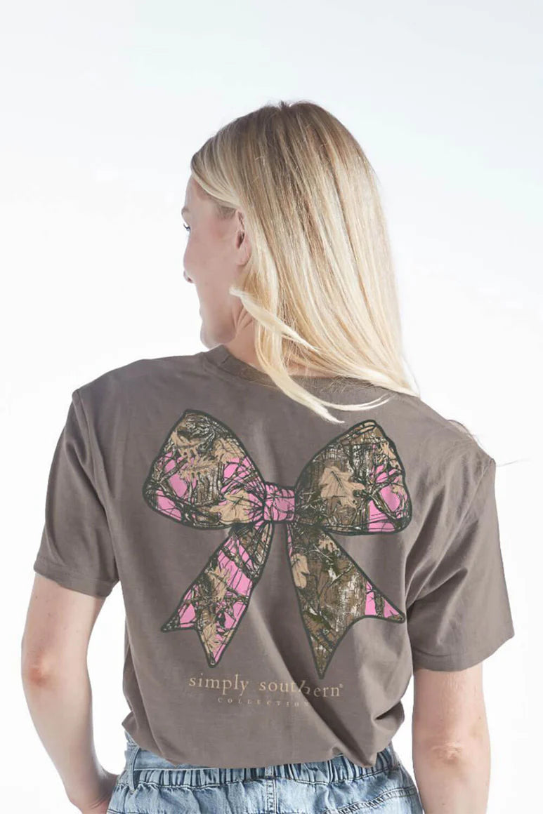 Camo and Pink Bow ~ Simply Southern Tee