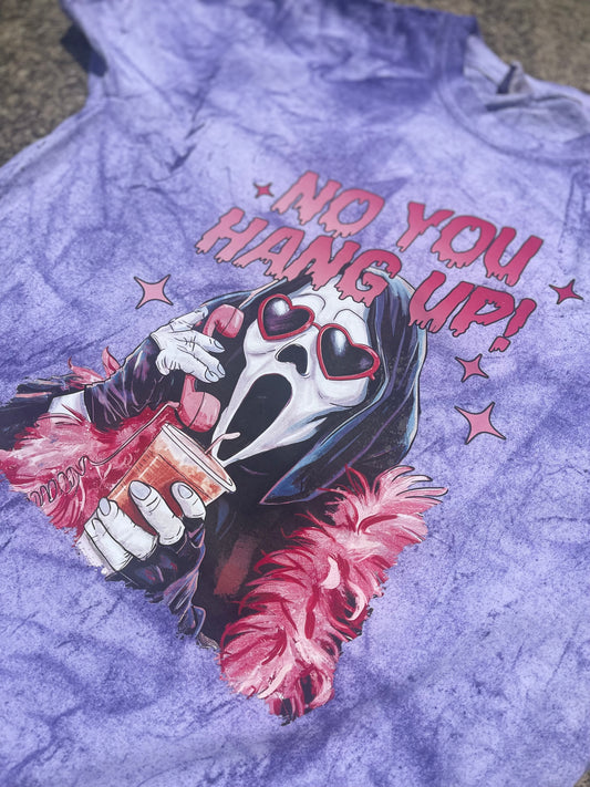 No You Hang Up ~ Amethyst Acid Wash Tee