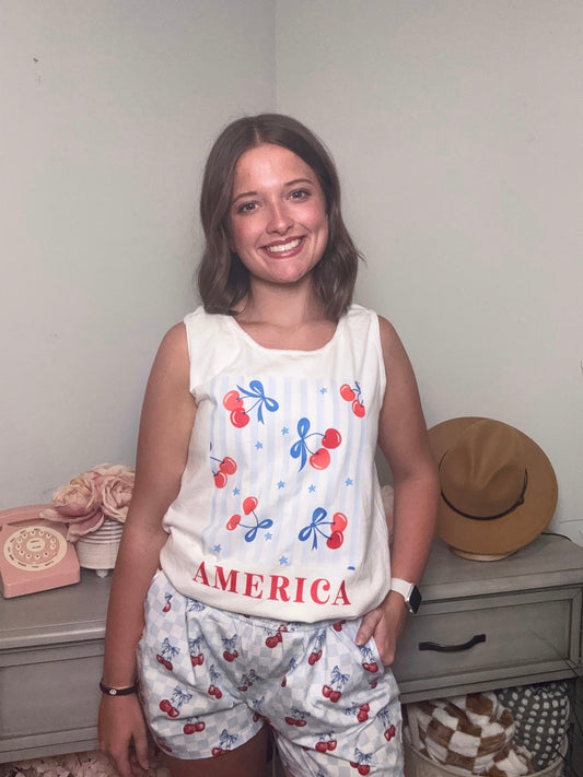 Coquette America and Cherries ~ Tank Top or T-Shirt