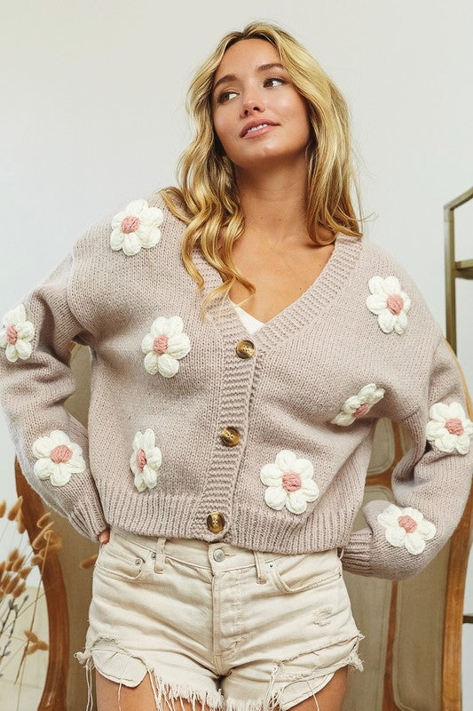 Growing On Me ~ Chunky Flower Cardigan