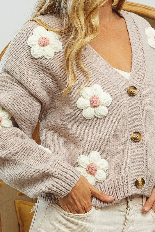 Growing On Me ~ Chunky Flower Cardigan