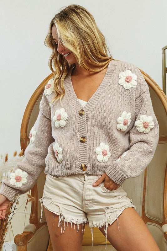 Growing On Me ~ Chunky Flower Cardigan