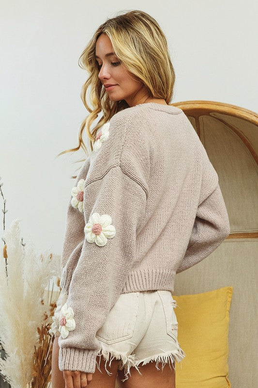 Growing On Me ~ Chunky Flower Cardigan