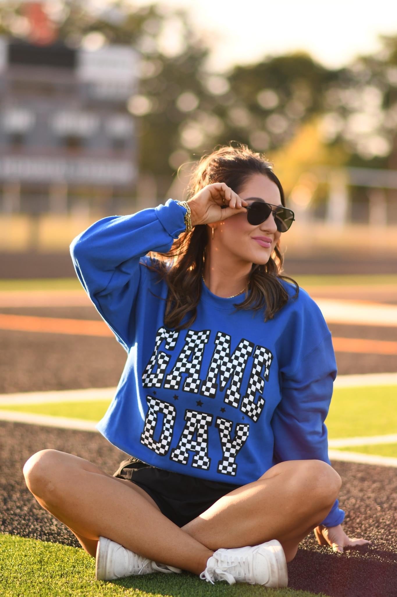 GAME DAY ~ Checkered Crewneck Sweatshirt