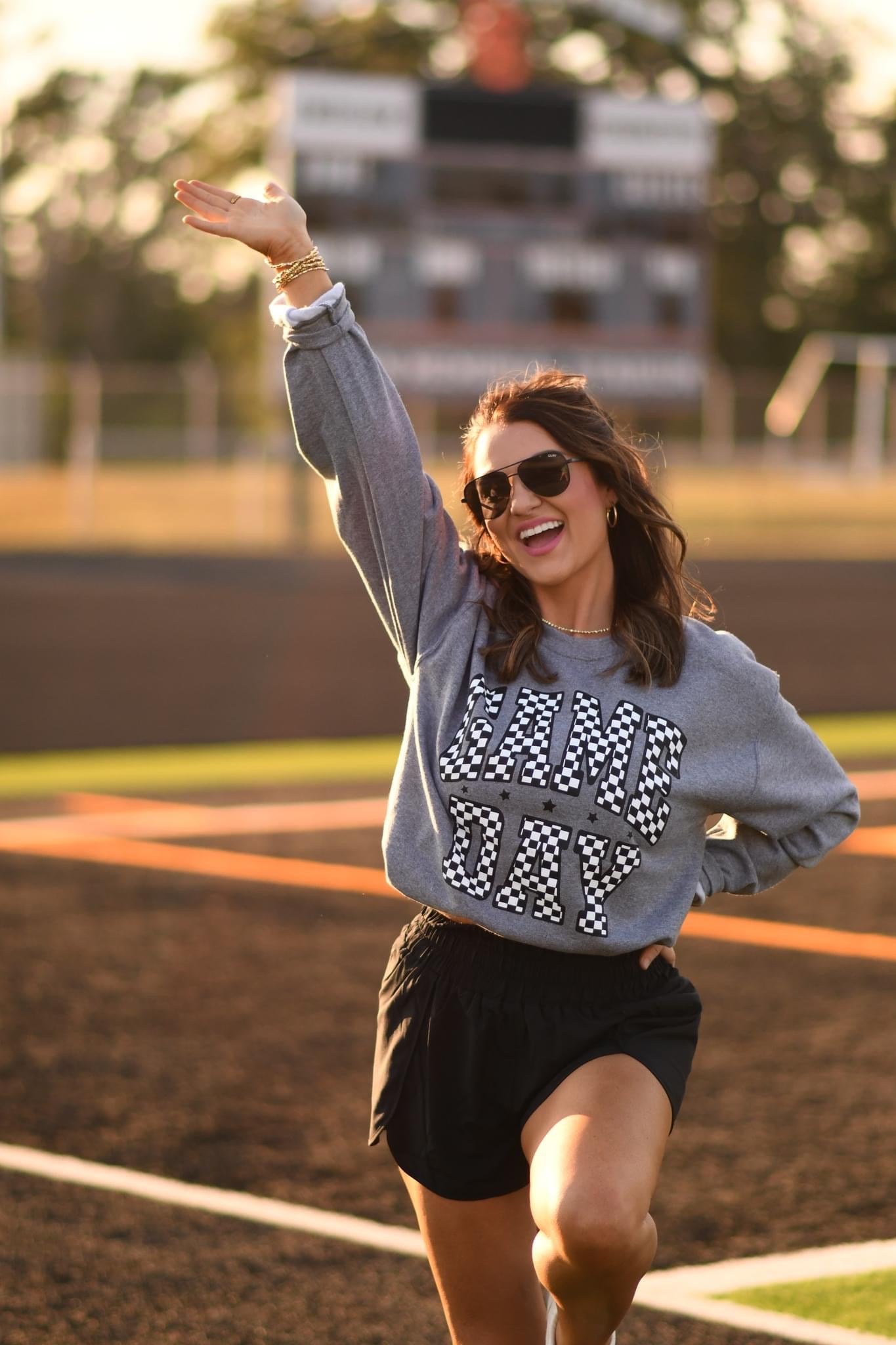 GAME DAY ~ Checkered Crewneck Sweatshirt