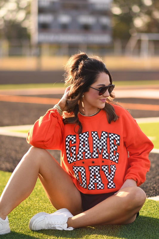 GAME DAY ~ Checkered Crewneck Sweatshirt