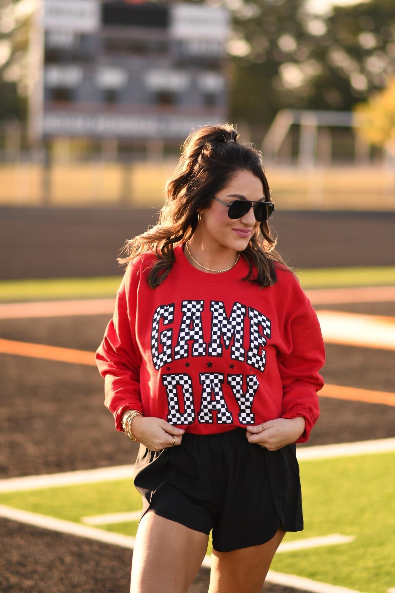 GAME DAY ~ Checkered Crewneck Sweatshirt