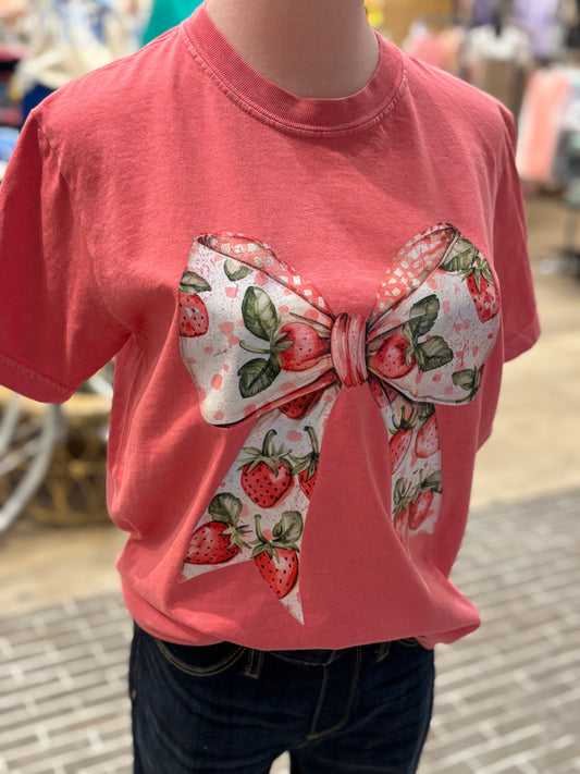 Strawberry Bow ~ Coquette Graphic Tee