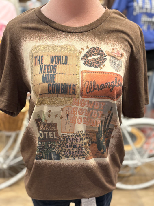 World Needs More Cowboys ~ Bleached Graphic Tee