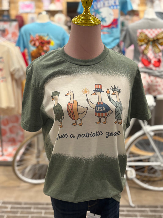Just A Patriotic Goose ~ Bleached Graphic Tee